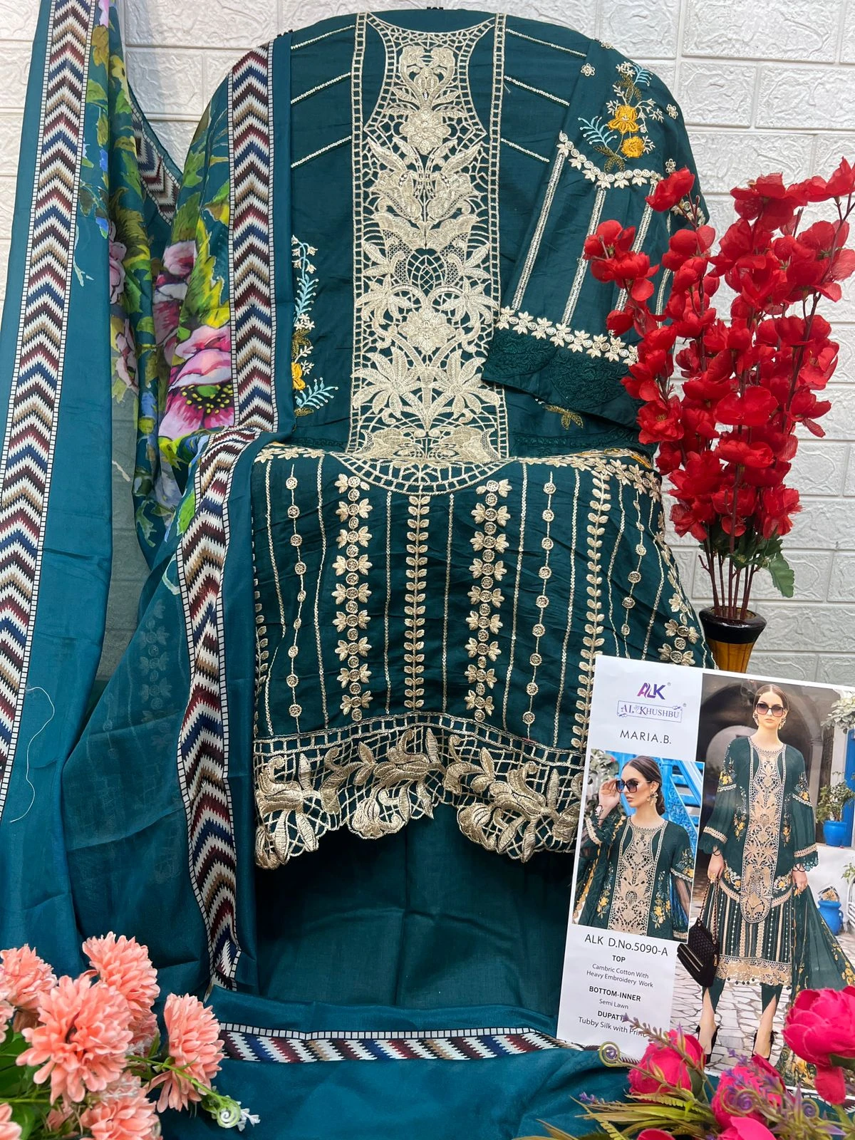 Al_Khushbu Maria B Pure Cambric Cotton Wholesale Pakistani Salwar Suit Catalog — Wholesale Salwar Suits, MPA wholesale from Surat - Gallery Image 6